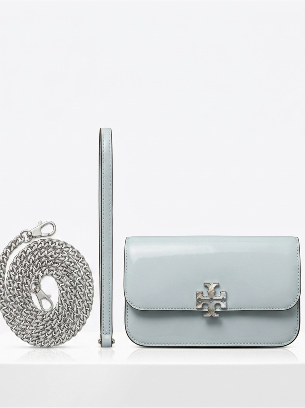 Tory Burch Pale Blue Patent Leather Crossbody Bag